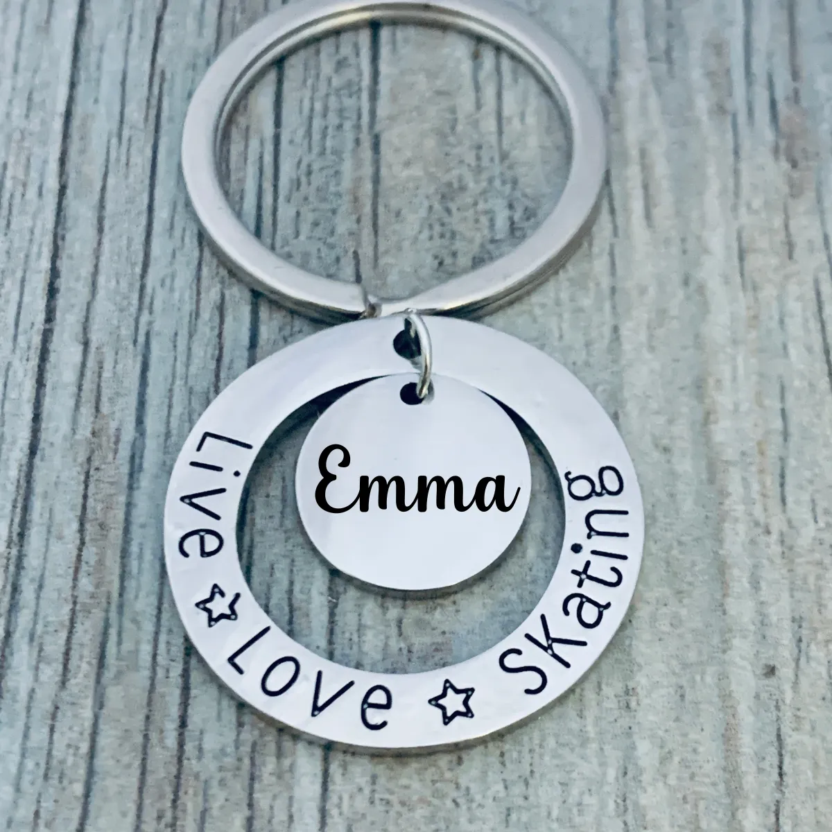 Personalized Girls Live Love Figure Skating Keychain