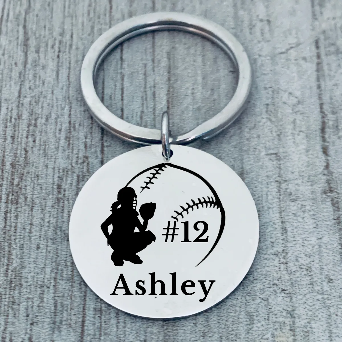 Personalized Softball Catcher Keychain
