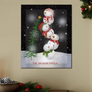 Personalized Twinklebright LED Lovable Snowman Canvas T2495957