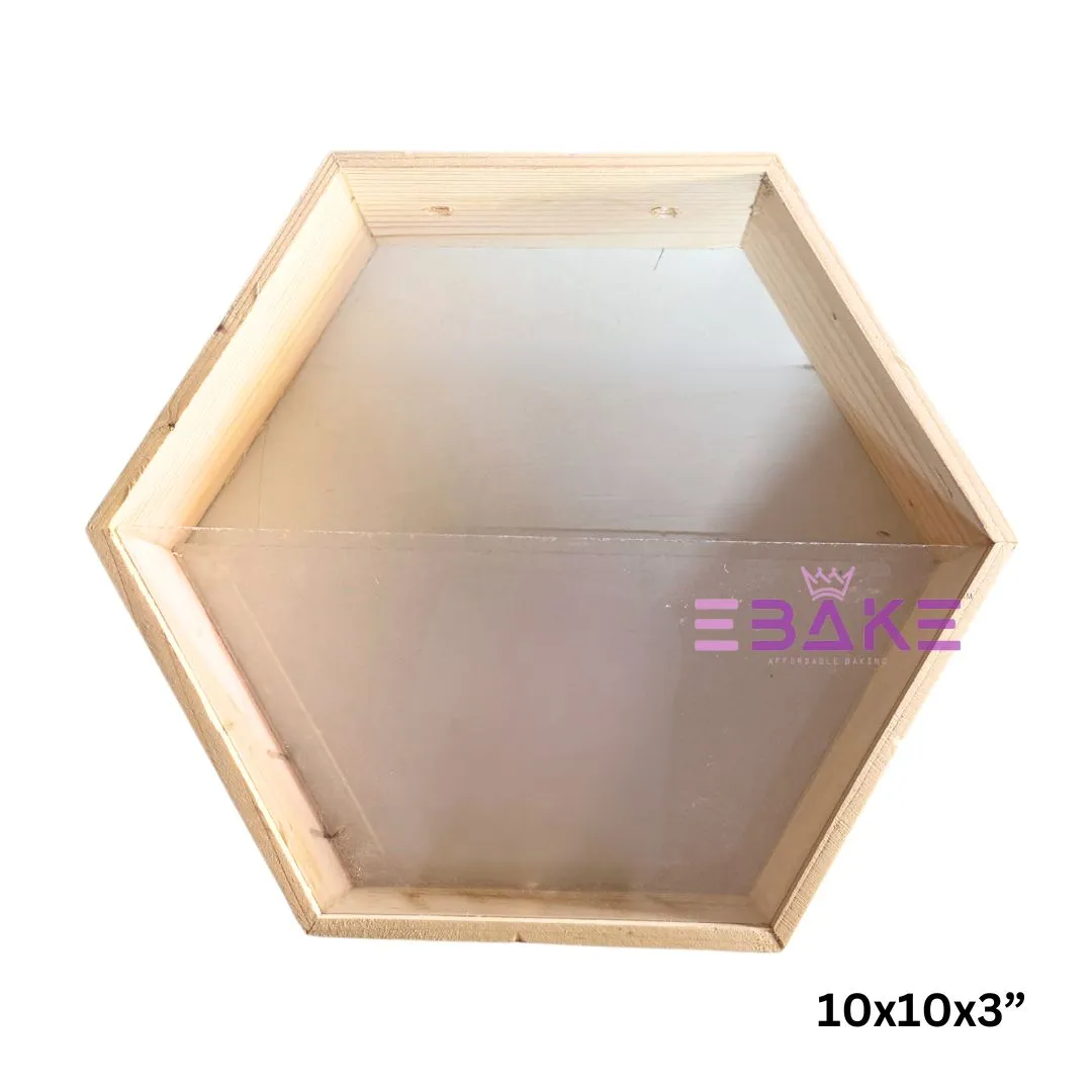 Pinewood Tray / Hexagon Wooden Hamper Basket Large (10 Inch) Single Piece