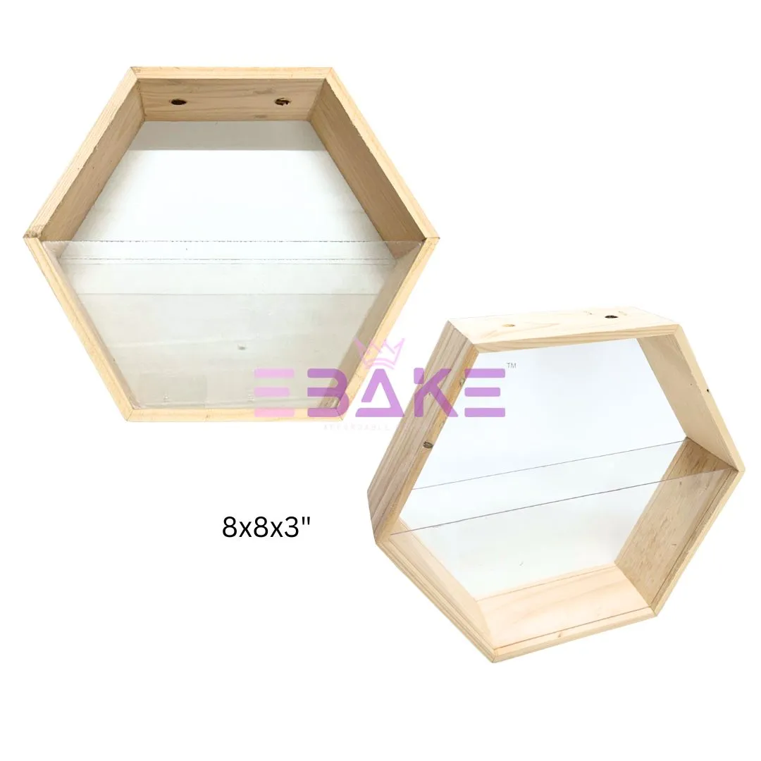 Pinewood Tray / Hexagon Wooden Hamper Basket Small (8 Inch) Single Piece