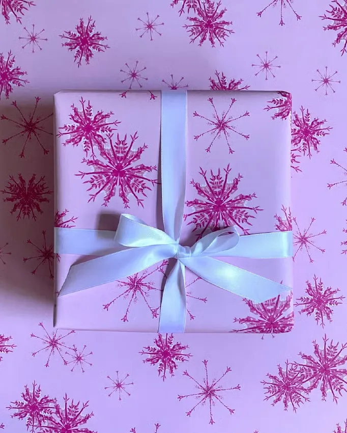 Pink Snowflake Wrapping Paper
