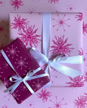 Pink Snowflake Wrapping Paper