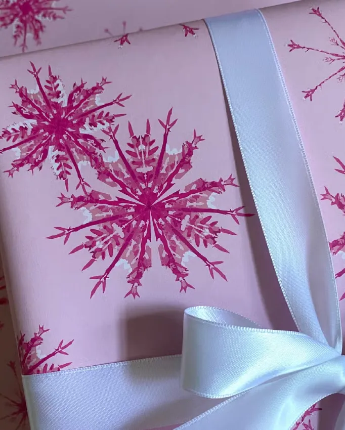 Pink Snowflake Wrapping Paper
