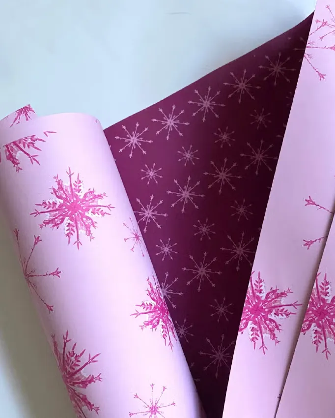 Pink Snowflake Wrapping Paper