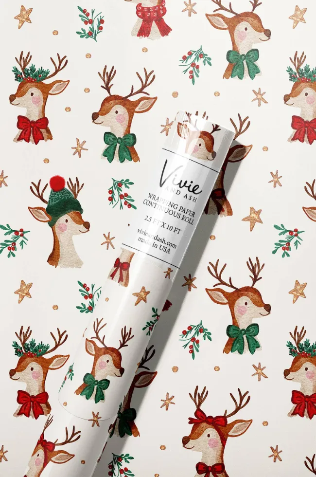 Reindeer Family Continuous Roll Wrap