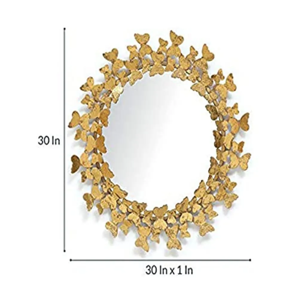 RHD/Metal wall art hangings/Easy handling, (BUTTERFRLY MIRROR) living room, dining room,home, office, café and for gift purpose, size (30 * 2 * 30) inches