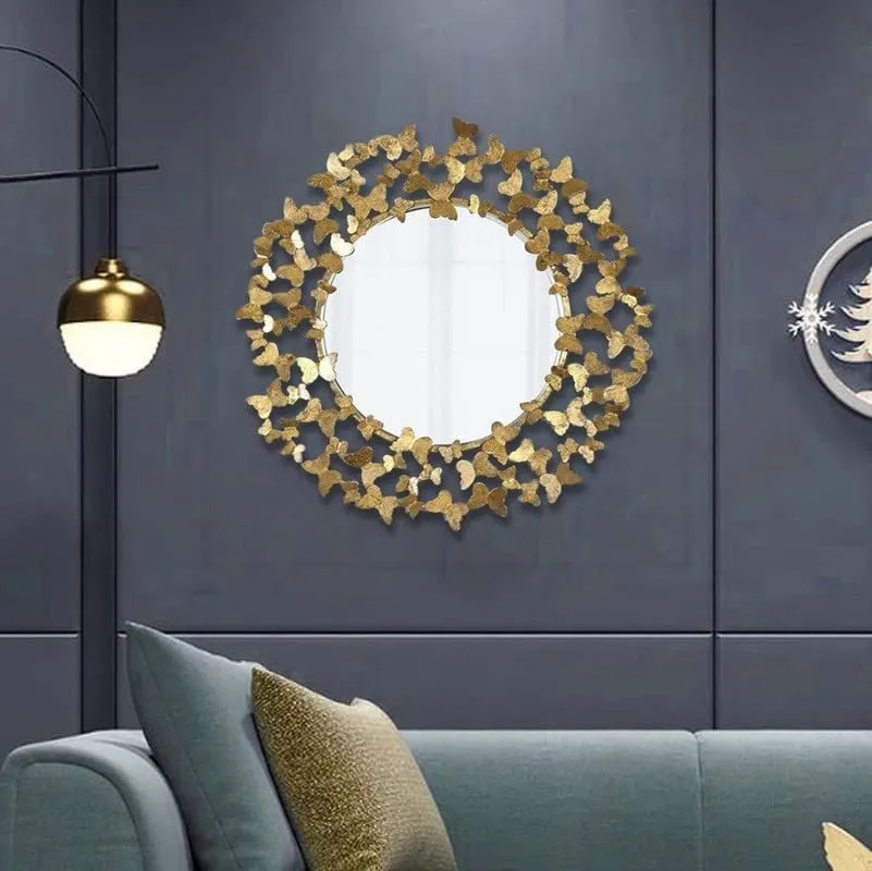RHD/Metal wall art hangings/Easy handling, (BUTTERFRLY MIRROR) living room, dining room,home, office, café and for gift purpose, size (30 * 2 * 30) inches