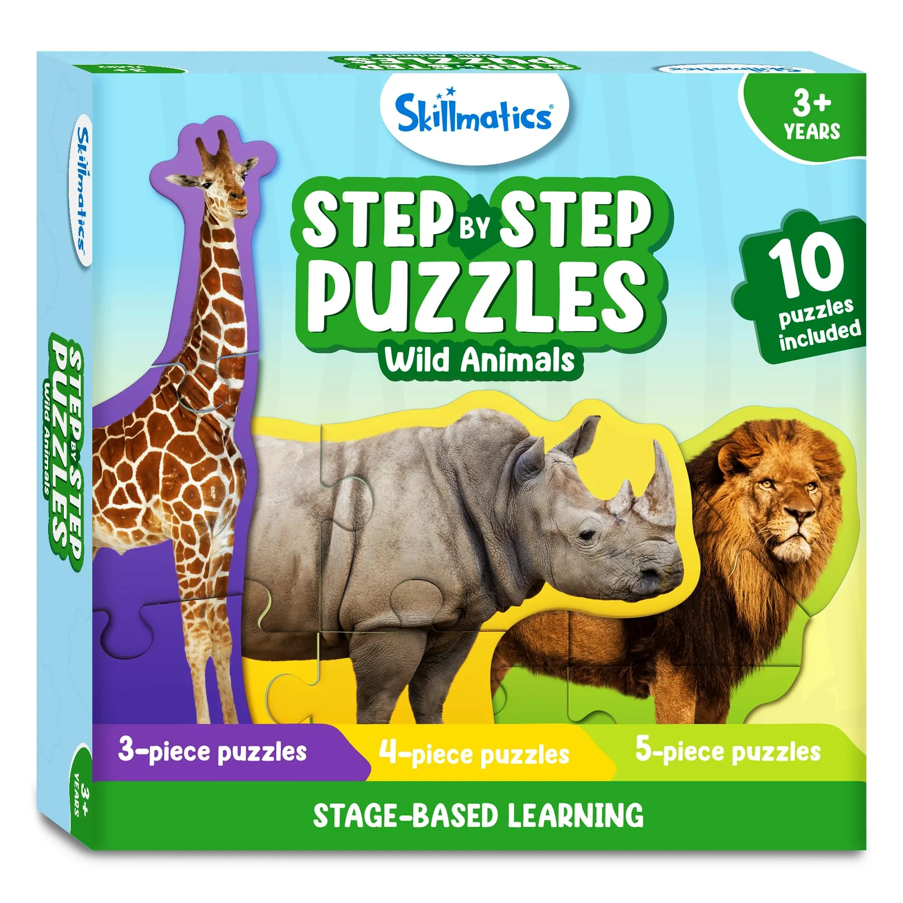 Skillmatics Step by Step Puzzle - 40 Piece Wild Animal Jigsaw & Toddler Puzzles, Educational Montessori Toy, Gifts for Kids Ages 3, 4, 5 and Up