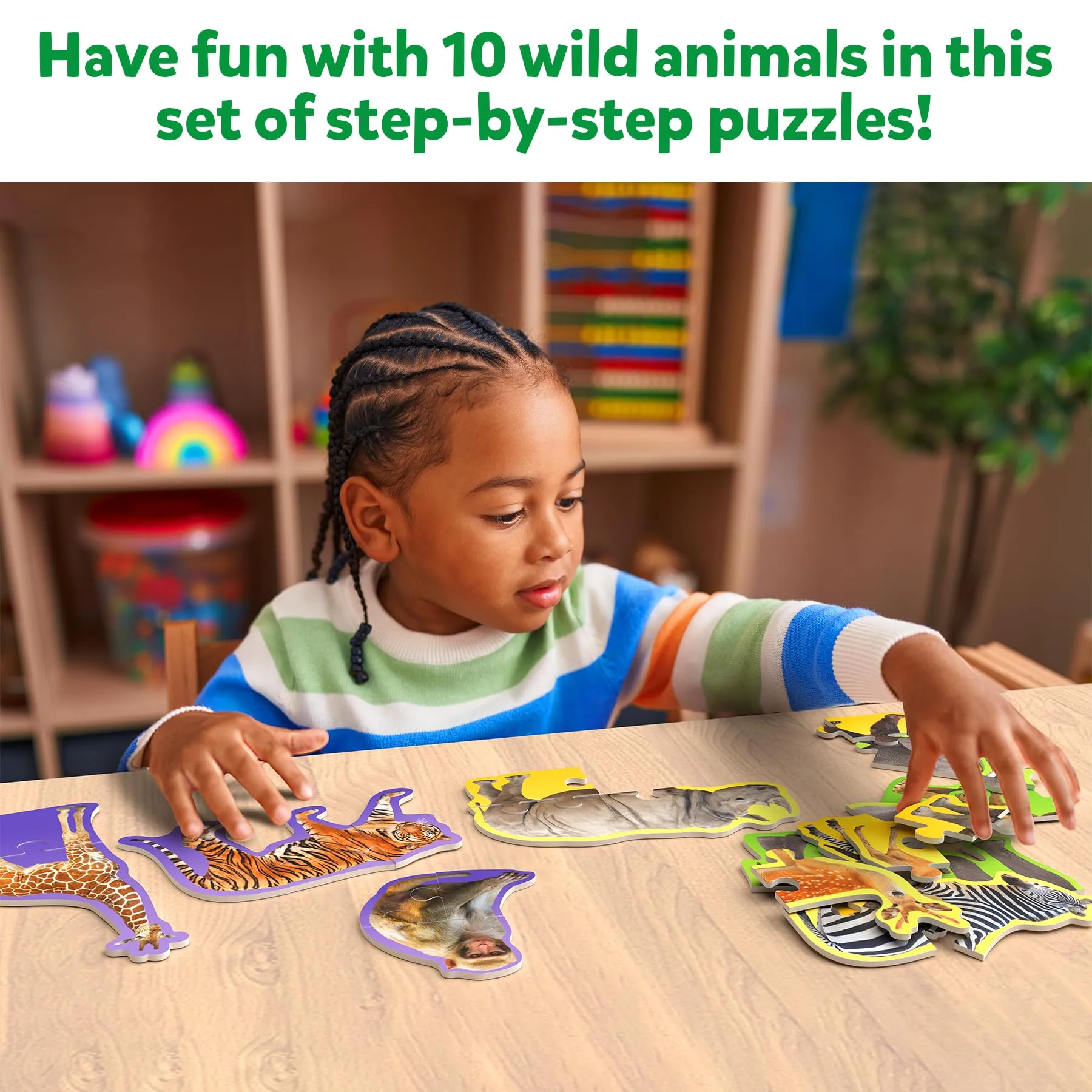 Skillmatics Step by Step Puzzle - 40 Piece Wild Animal Jigsaw & Toddler Puzzles, Educational Montessori Toy, Gifts for Kids Ages 3, 4, 5 and Up