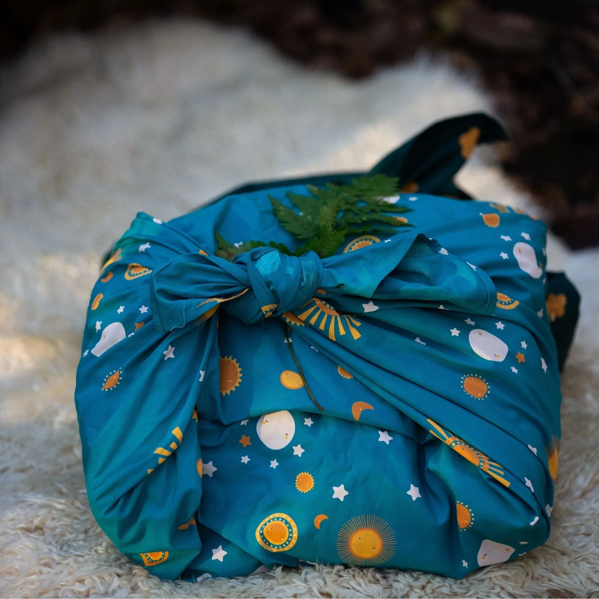 Sun And The Stars Furoshiki Fabric Gift Wrapping