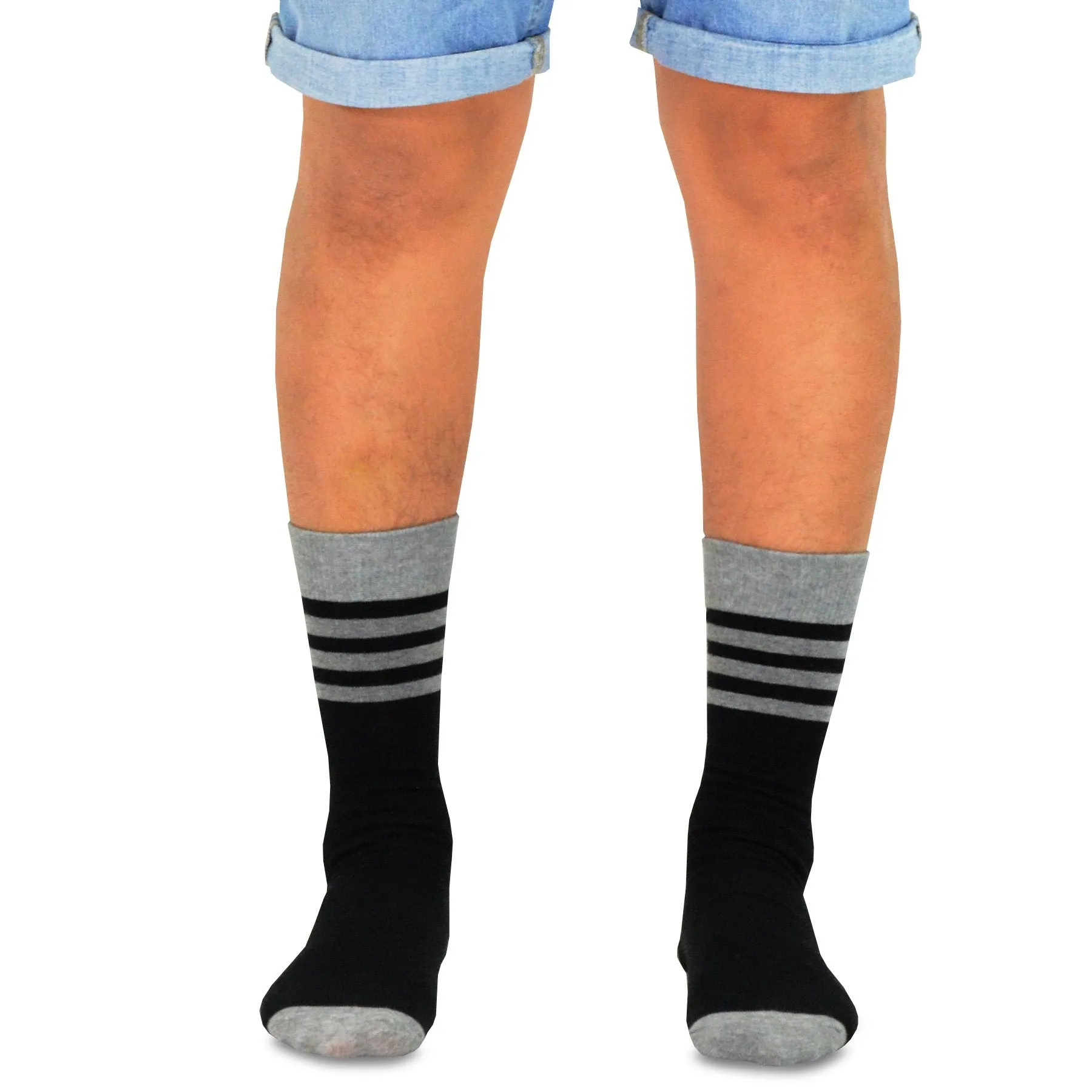 TeeHee Socks Men's Novelty Cotton Crew Skulls and Stripes 5-Pack (51056)