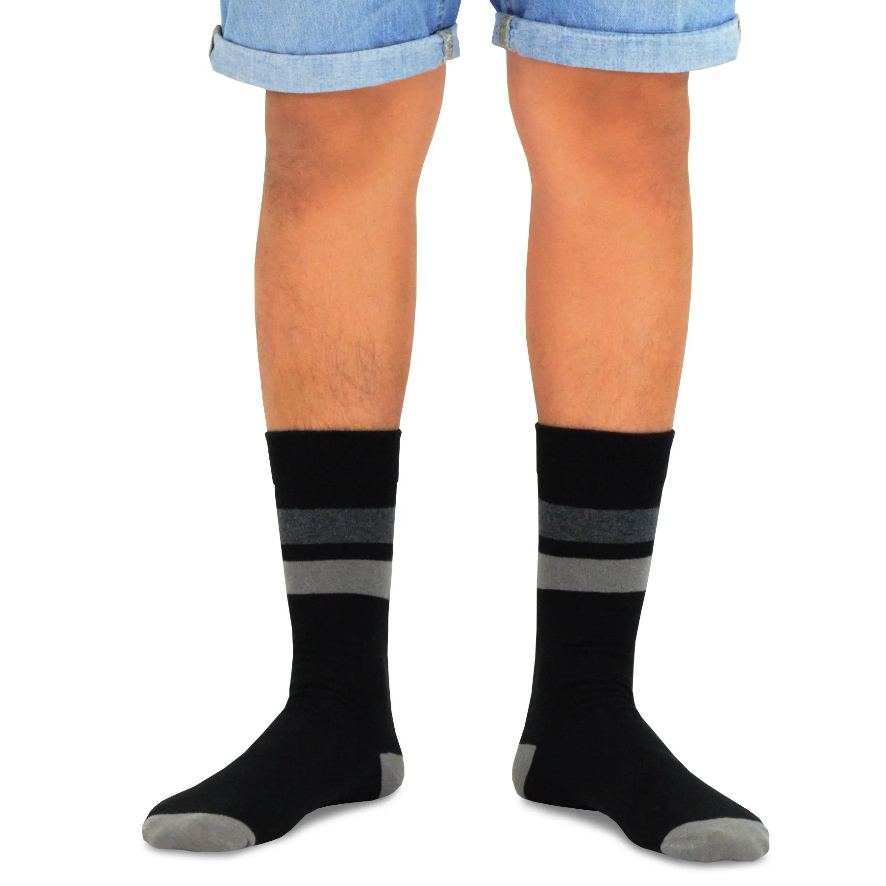 TeeHee Socks Men's Novelty Cotton Crew Skulls and Stripes 5-Pack (51056)