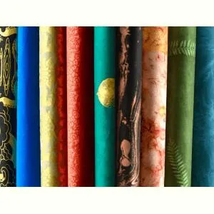 Tibetan Himalayan Lokta Paper 20"x30" Flower Print, Purple & Burgundy