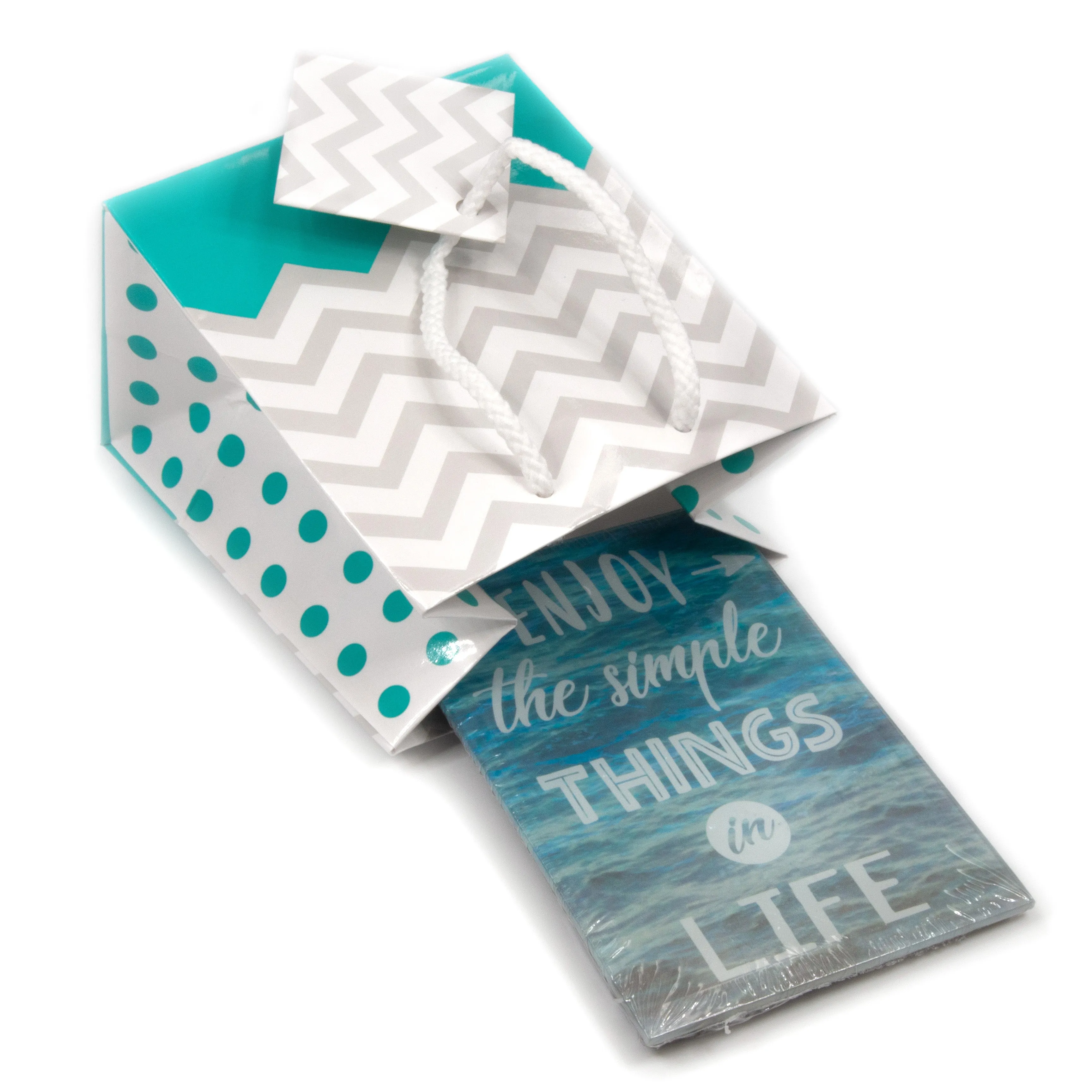 Turquoise Chevron/Polka Dot Paper Tote Gift Bags
