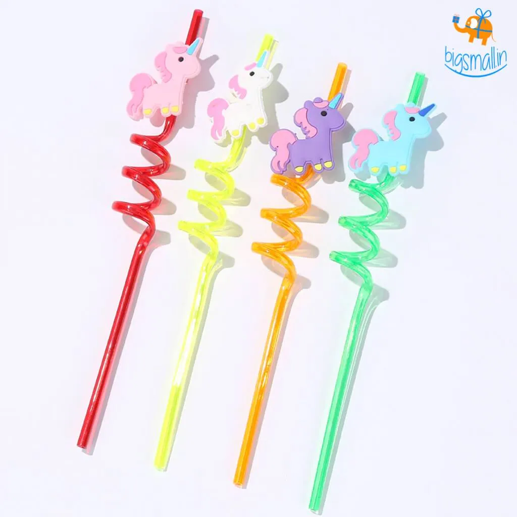 Unicorn Spiral Straw - Set of 4