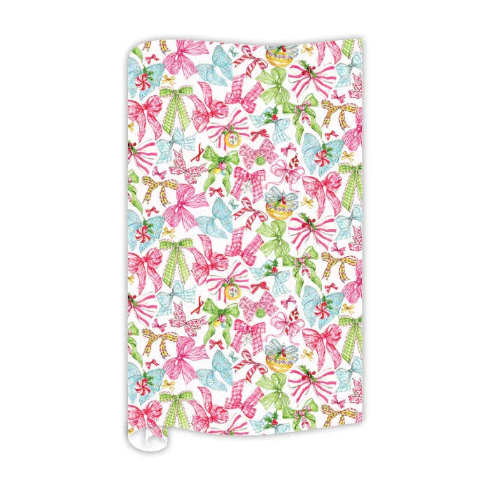 Vintage Pink Christmas Bows Wrapping Paper
